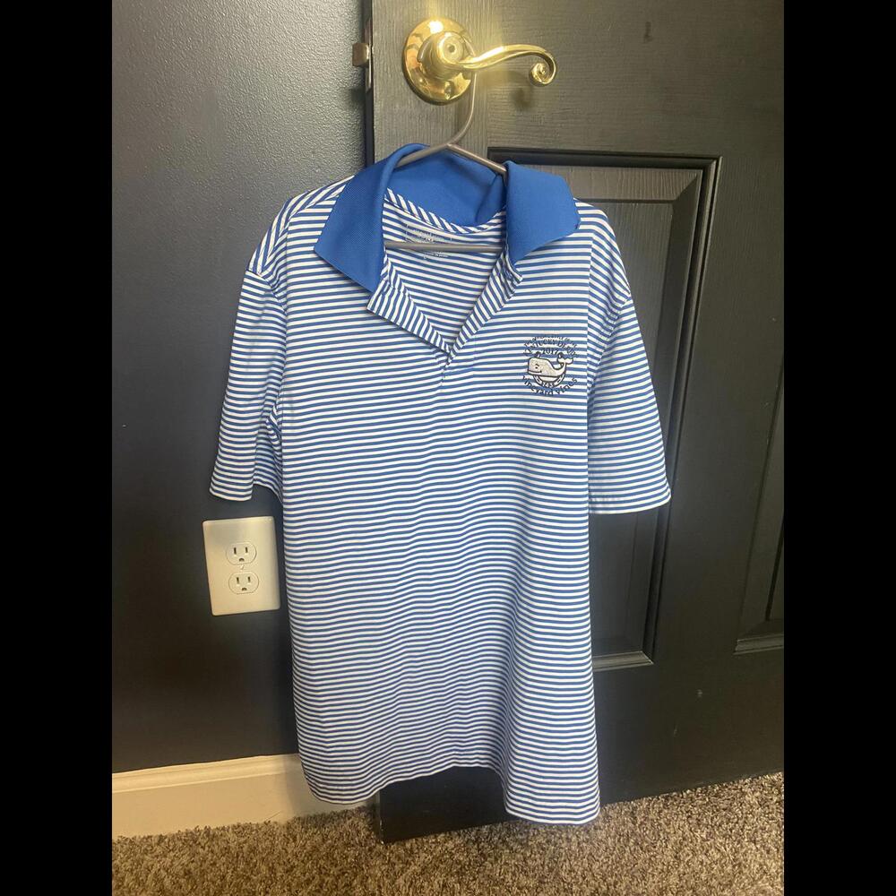 Vineyard Vines Boy's Striped Polo with Blue Collar YLg *KY Derby 2017 Edition